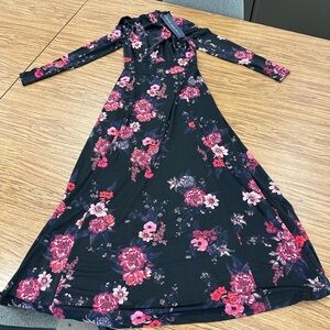 RACHEL Rachel Roy Black Dress with Pink Floral Design
